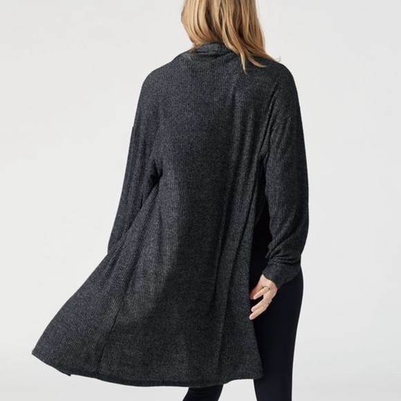 🆕O/S JOAH BROWN ETOILE SALT & PEPPER OVERSIZED CARDIGAN RIBBED BLACK & WHITE - Picture 3 of 16